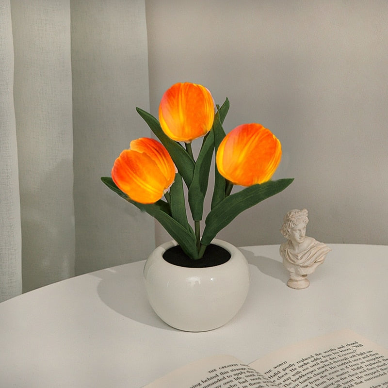 Tulpen-Nachtlicht – LED Tulpen Lampe, Blumen-Nachtlicht mit 3 oder 6 Tulpen, Akku oder Batterie, Deko-Stimmungslicht – LumiTulip
