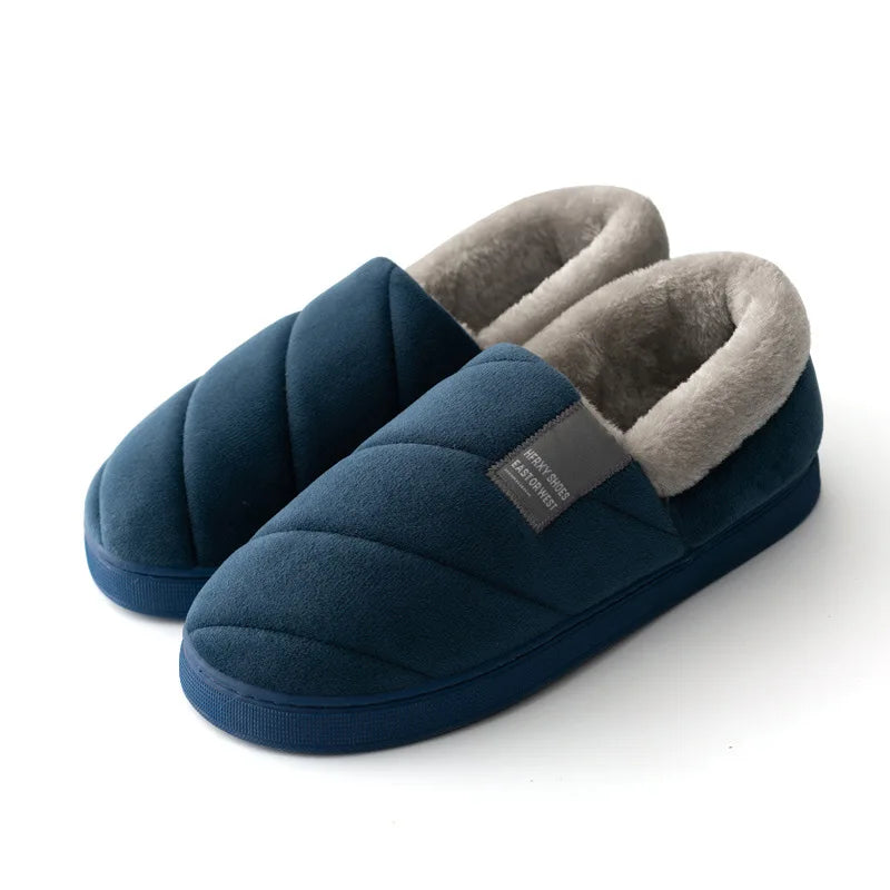 NOUVEAU RICHE Damen Und Herren Kuschelige Winterhausschuhe Bequem Marineblau