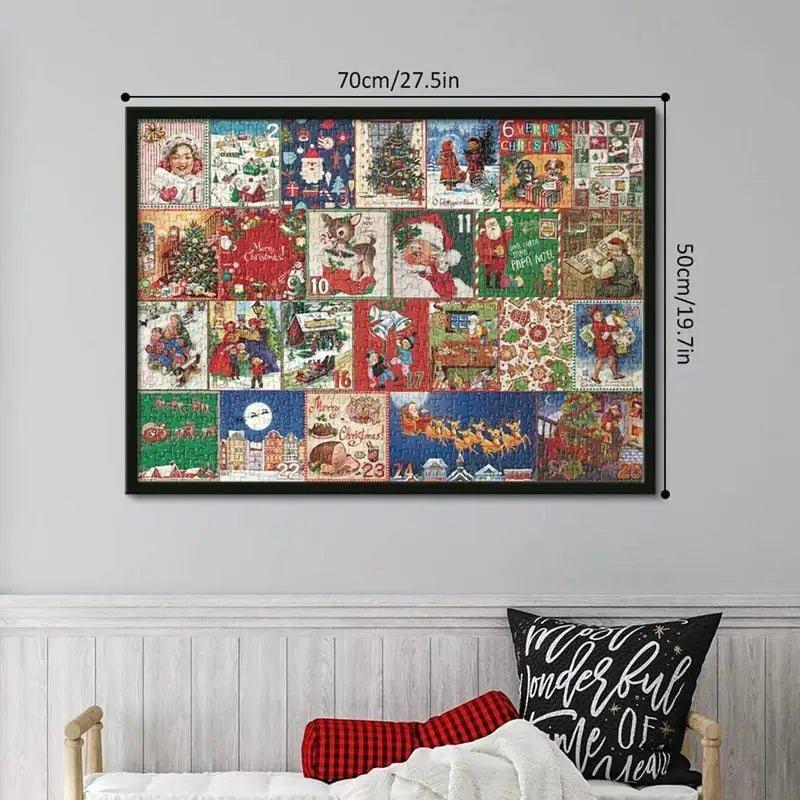 NOUVEAU RICHE Puzzle-Adventskalender – Weihnachtspuzzle 1000 Teile in 24 Tagen, Adventskalender für Erwachsene & Familie – FestivePuzzle