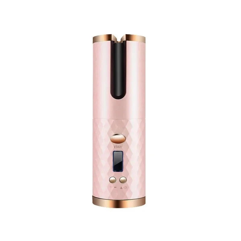 NOUVEAU RICHE Kabelloser Automatischer Lockenstab – Akku-Lockenstab mit Keramik, 60 Min. Laufzeit, USB-Aufladung, reisetauglich, 3 Farben Rosa