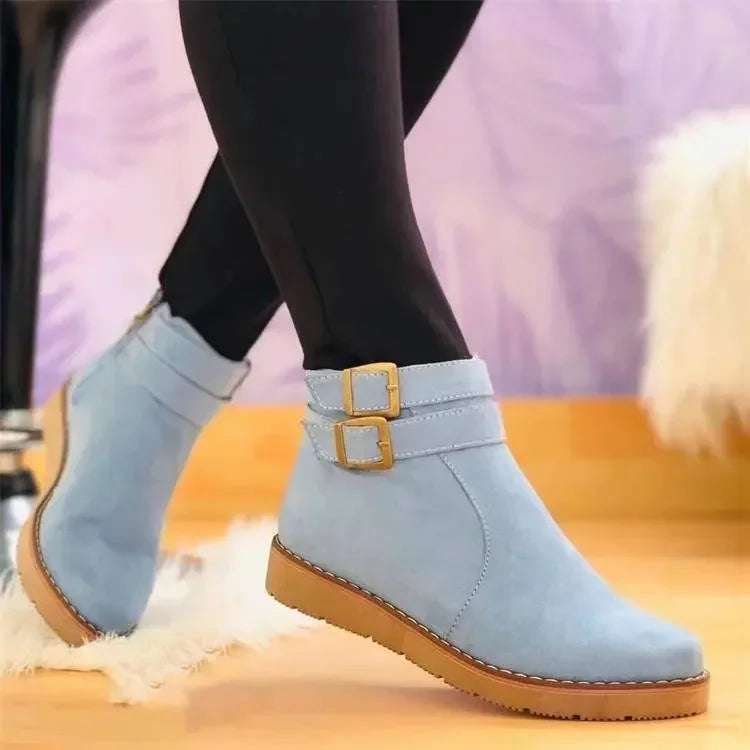 NOUVEAU RICHE Carlin - Stiefel aus Glattem Wildleder mit Schnalle Blau