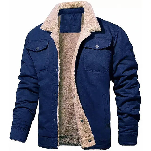 NOUVEAU RICHE Bomberjacke Baumwollfleece Warm Komfort Freizeit Größe M Dunkelblau
