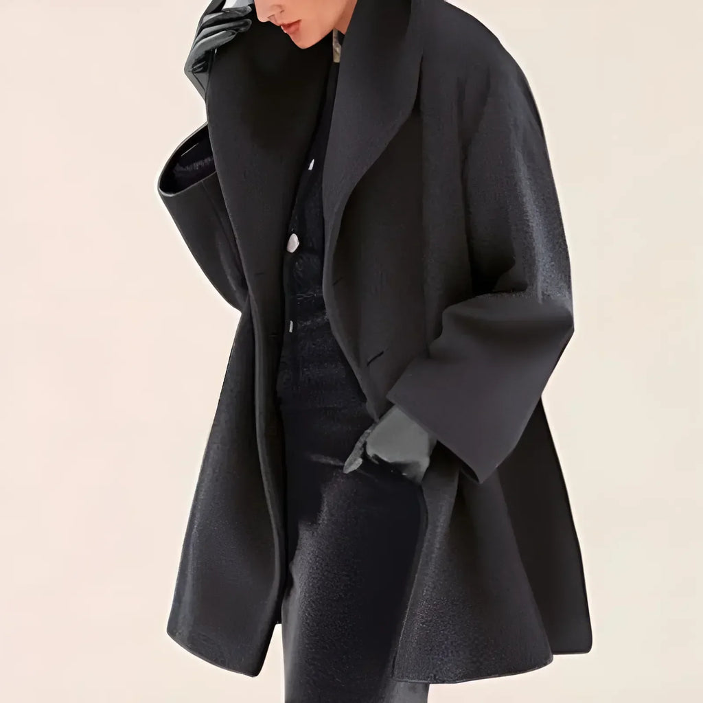 NOUVEAU RICHE Trench Mantel Damen Warm Gefüttert Winter Stilvoll Komfort Schwarz