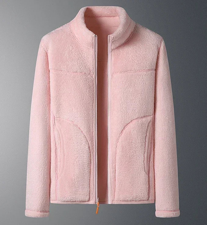 NOUVEAU RICHE Damen Skijacke – Winterjacke mit Durchgehendem Reißverschluss Rosa