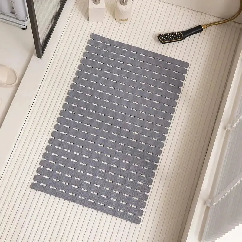 NOUVEAU RICHE Rutschfeste Badematte mit Saugnäpfen & Abflusslöchern – Weiche TPE Duschmatte & Badewannenmatte, 40×63 cm, 4 Farben Grau 40×63 cm