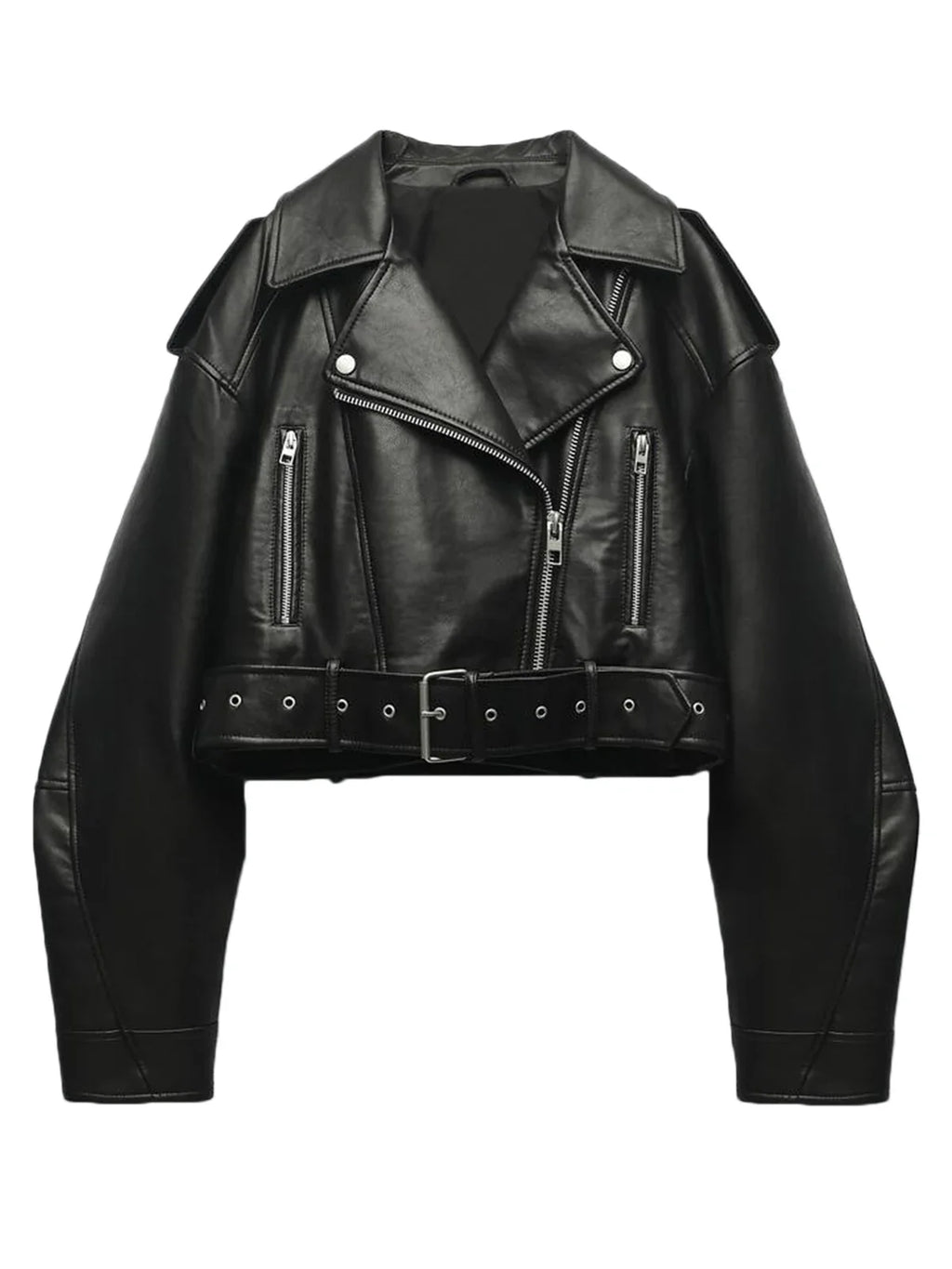 NOUVEAU RICHE Bikerjacke Damen Klassisch Urbaner Look Alltagsbegleiter Schwarz
