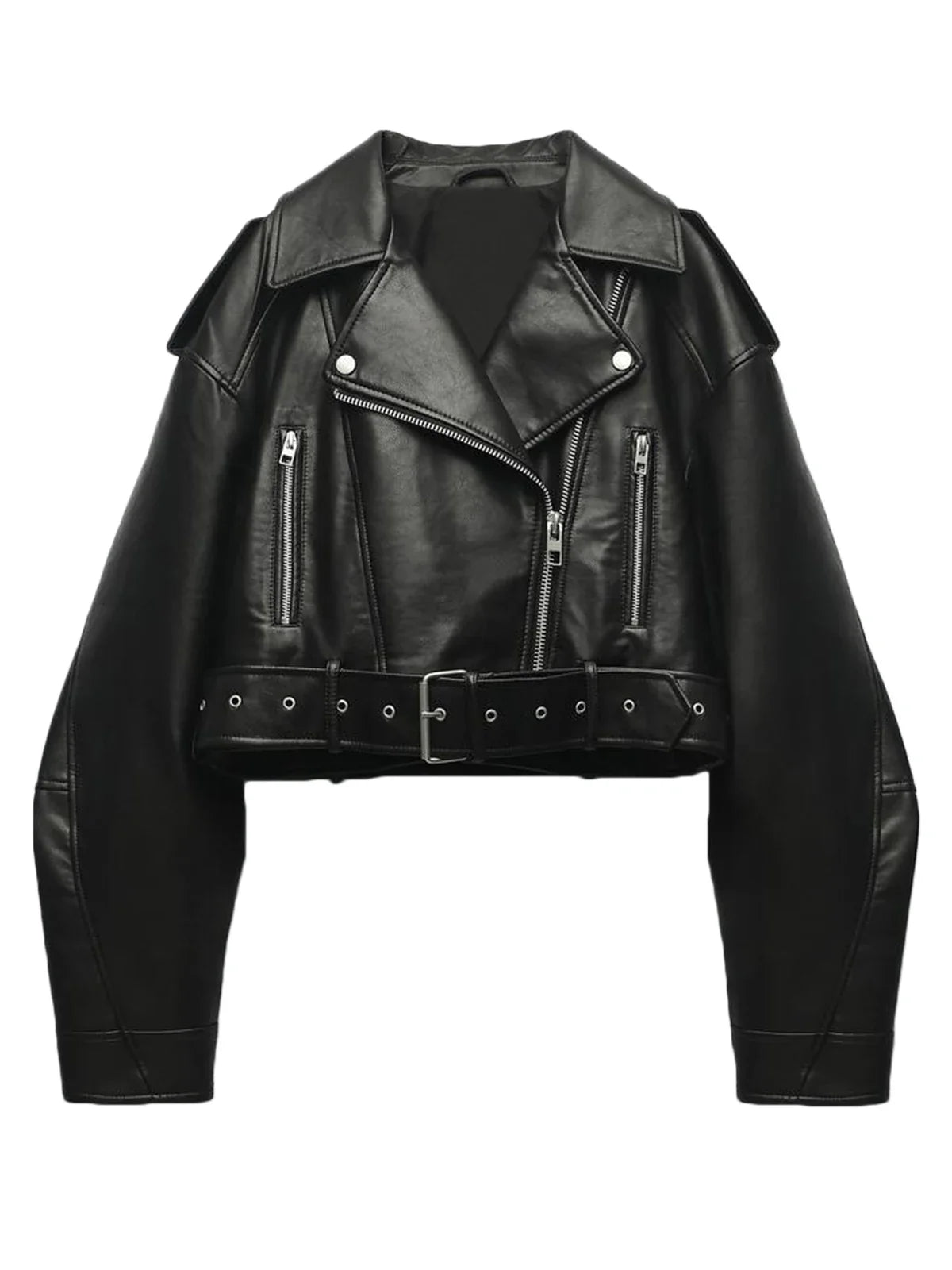 NOUVEAU RICHE Bikerjacke Damen Klassisch Urbaner Look Alltagsbegleiter Schwarz