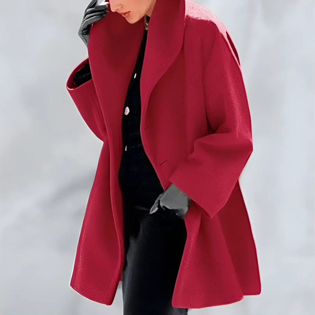 NOUVEAU RICHE Trench Mantel Damen Warm Gefüttert Winter Stilvoll Komfort Rot