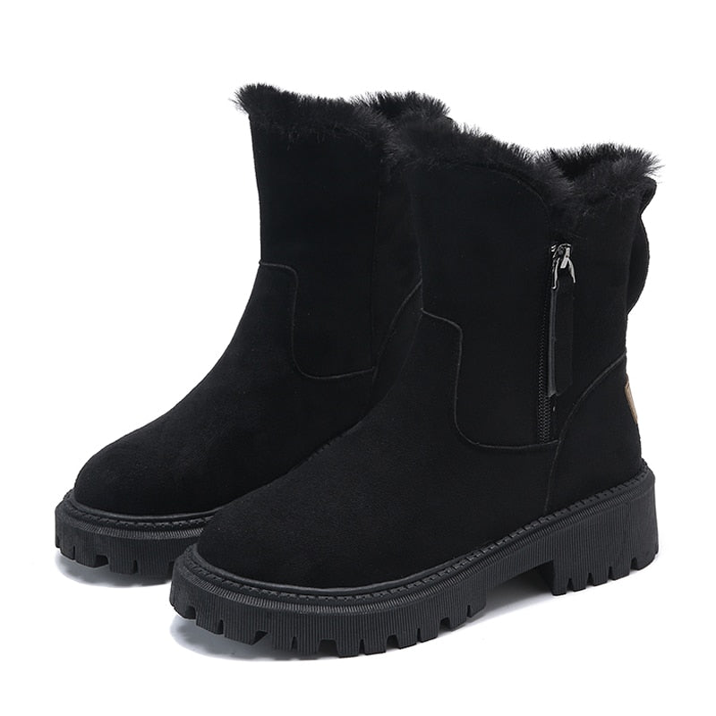 NOUVEAU RICHE Knöchel-Schneestiefel Schwarz Innenfutter Winterlook Trendig