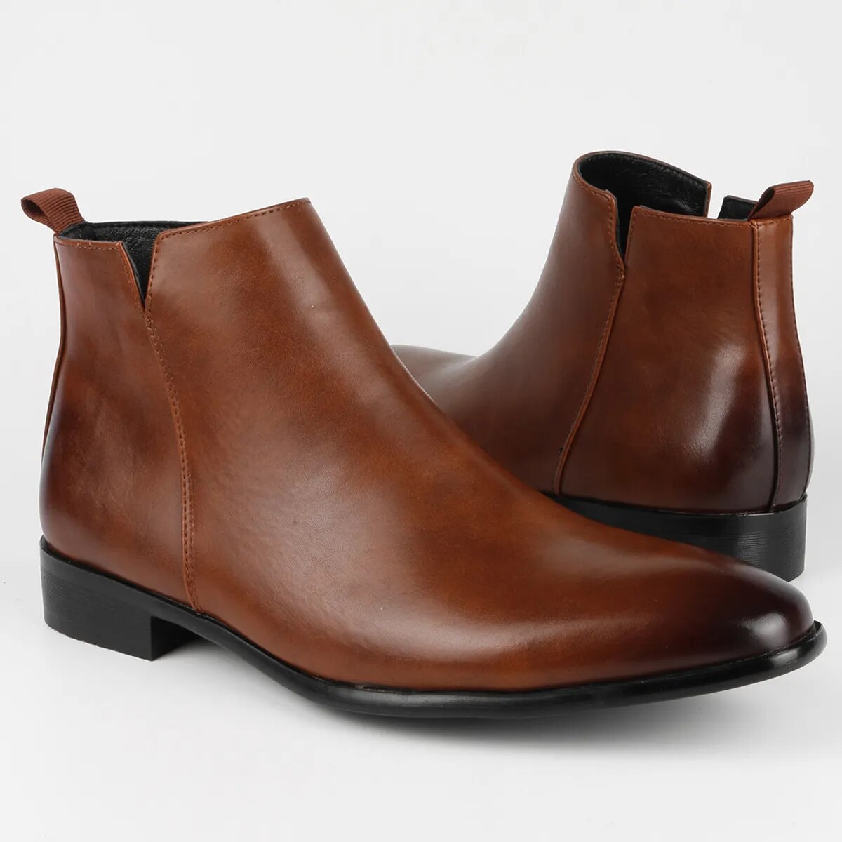 NOUVEAU RICHE Herren Chelsea-Stiefel Leder Klassisch Handgefertigt Braun