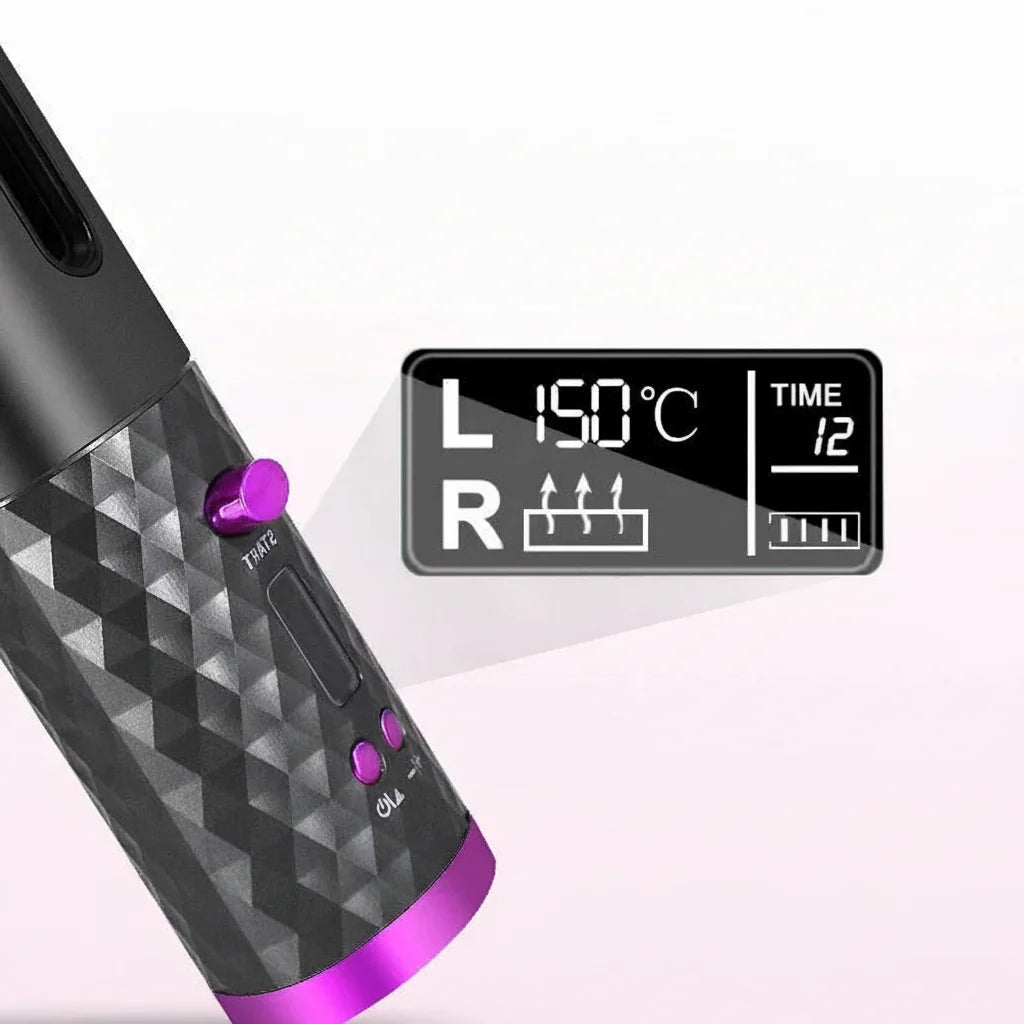 NOUVEAU RICHE Kabelloser Automatischer Lockenstab – Akku-Lockenstab mit Keramik, 60 Min. Laufzeit, USB-Aufladung, reisetauglich, 3 Farben