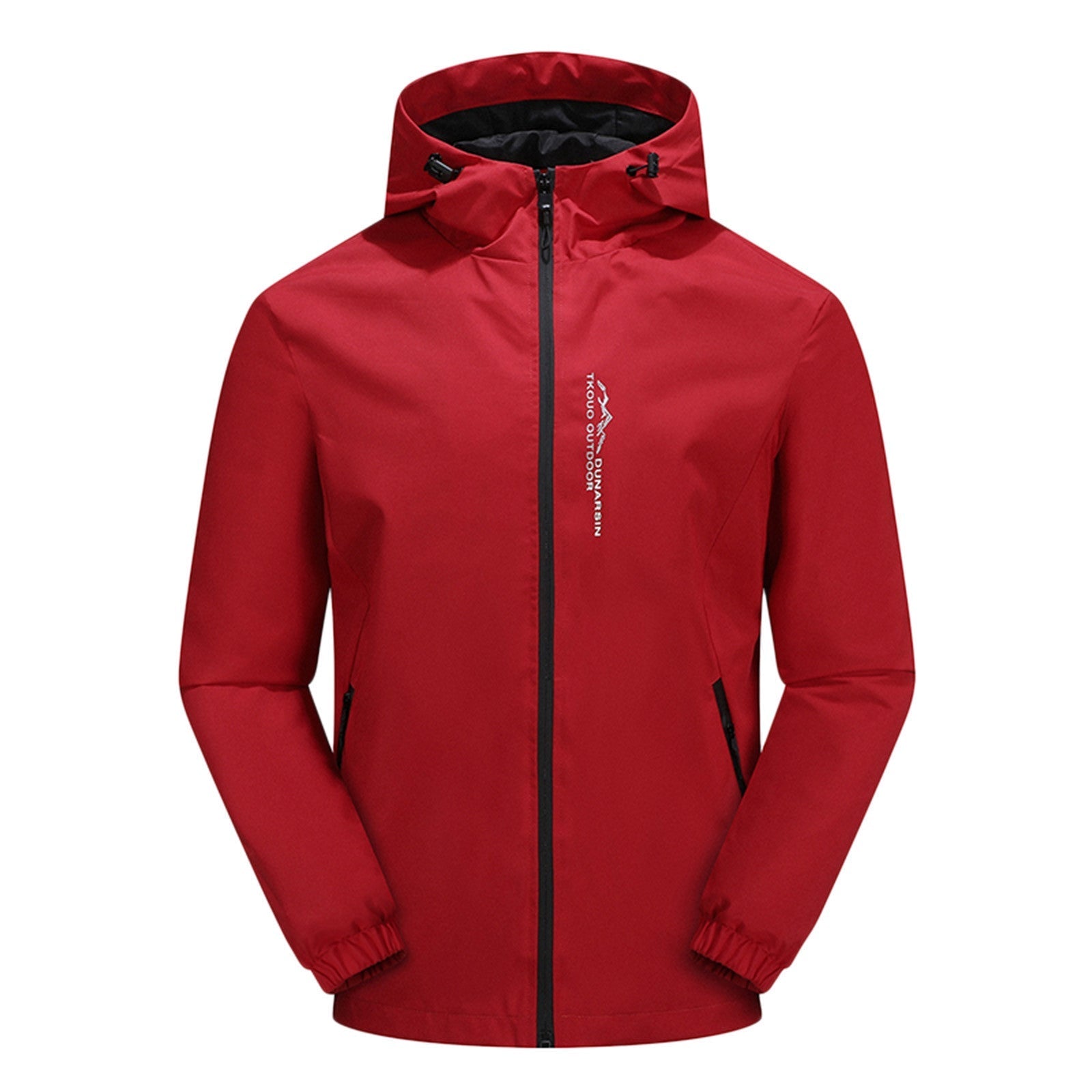 NOUVEAU RICHE Herren Regenjacke – Wasserdichte Langarm Jacke mit Kapuze und Stilvoller Farbgebung Rot