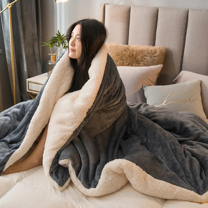 NOUVEAU RICHE Doppelseitige Flanell & Fleece Kuscheldecke – Weiche warme Decke für Bett und Sofa, 12 Farben, 5 Grössen