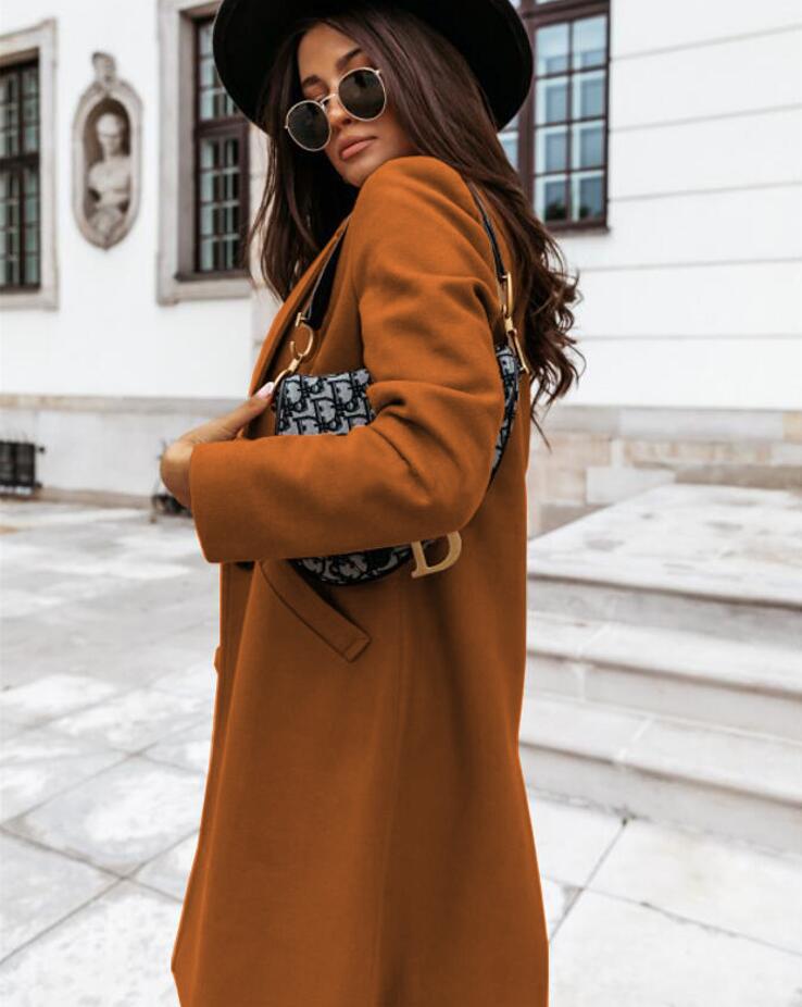 NOUVEAU RICHE Langer Mantel Mit Revers Und Knopf Für Jeden Tag Stil - Winterjacke - Wintermäntel Damen