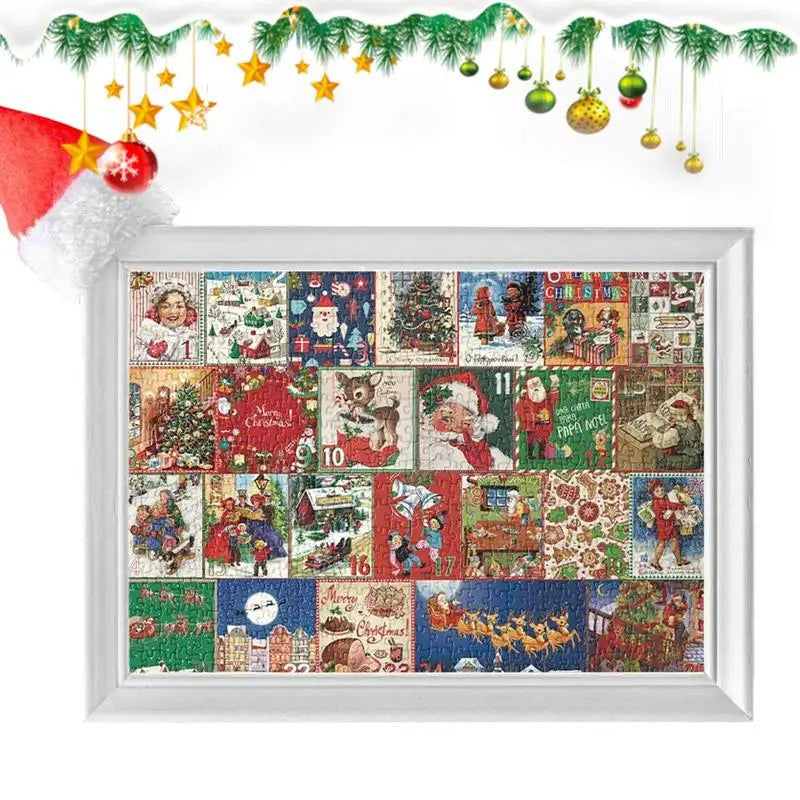 NOUVEAU RICHE Puzzle-Adventskalender – Weihnachtspuzzle 1000 Teile in 24 Tagen, Adventskalender für Erwachsene & Familie – FestivePuzzle