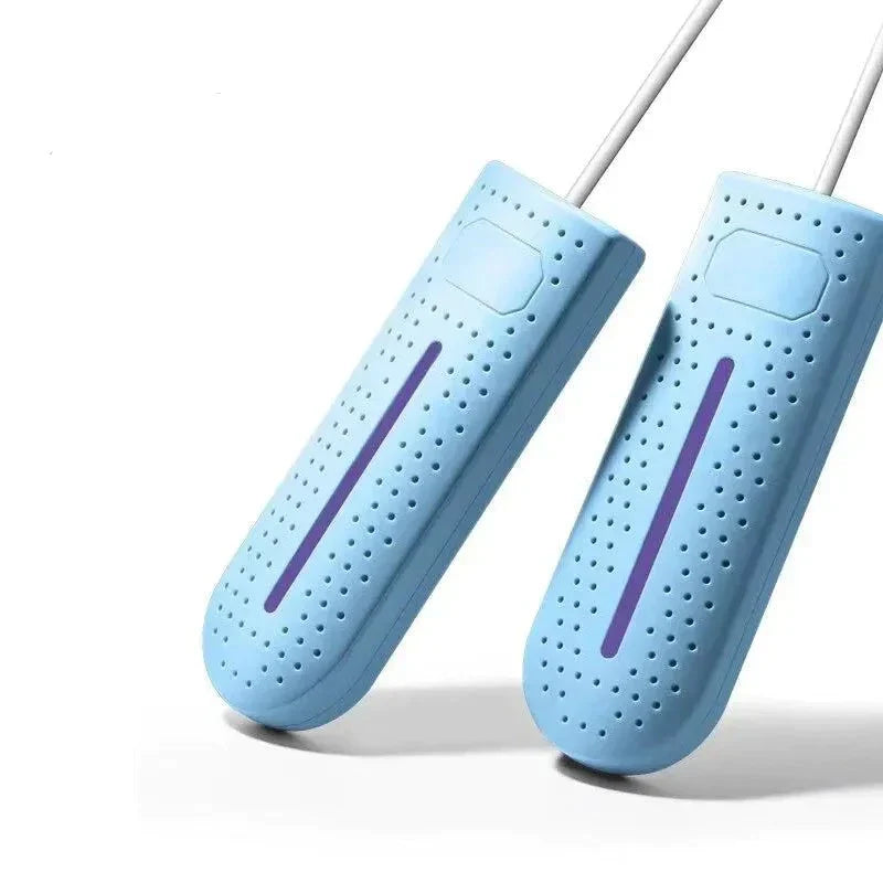 NOUVEAU RICHE Tragbarer Schuhtrockner mit UV-Licht – Elektrischer Stiefeltrockner bis 65 °C, Stecker oder USB, 12W, 3 Farben Blau Stecker