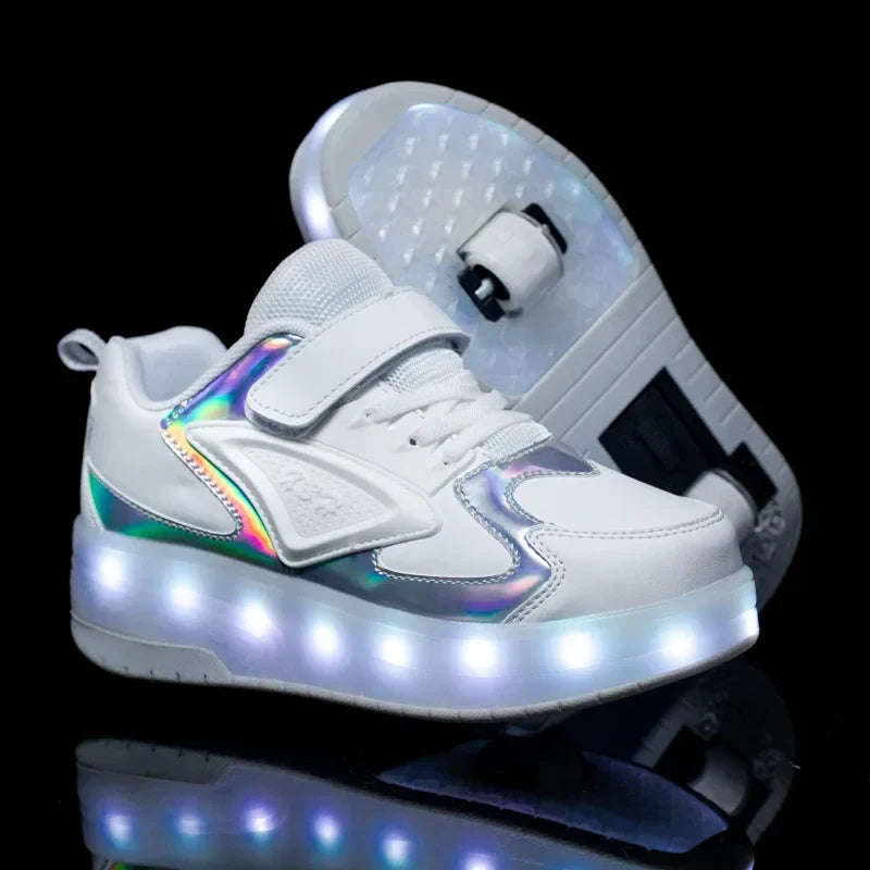 NOUVEAU RICHE LED-Rollschuh-Sneaker für Kinder – Leuchtende Schuhe mit Rollen & Klettverschluss, 4 Farben, Gr. 28–39