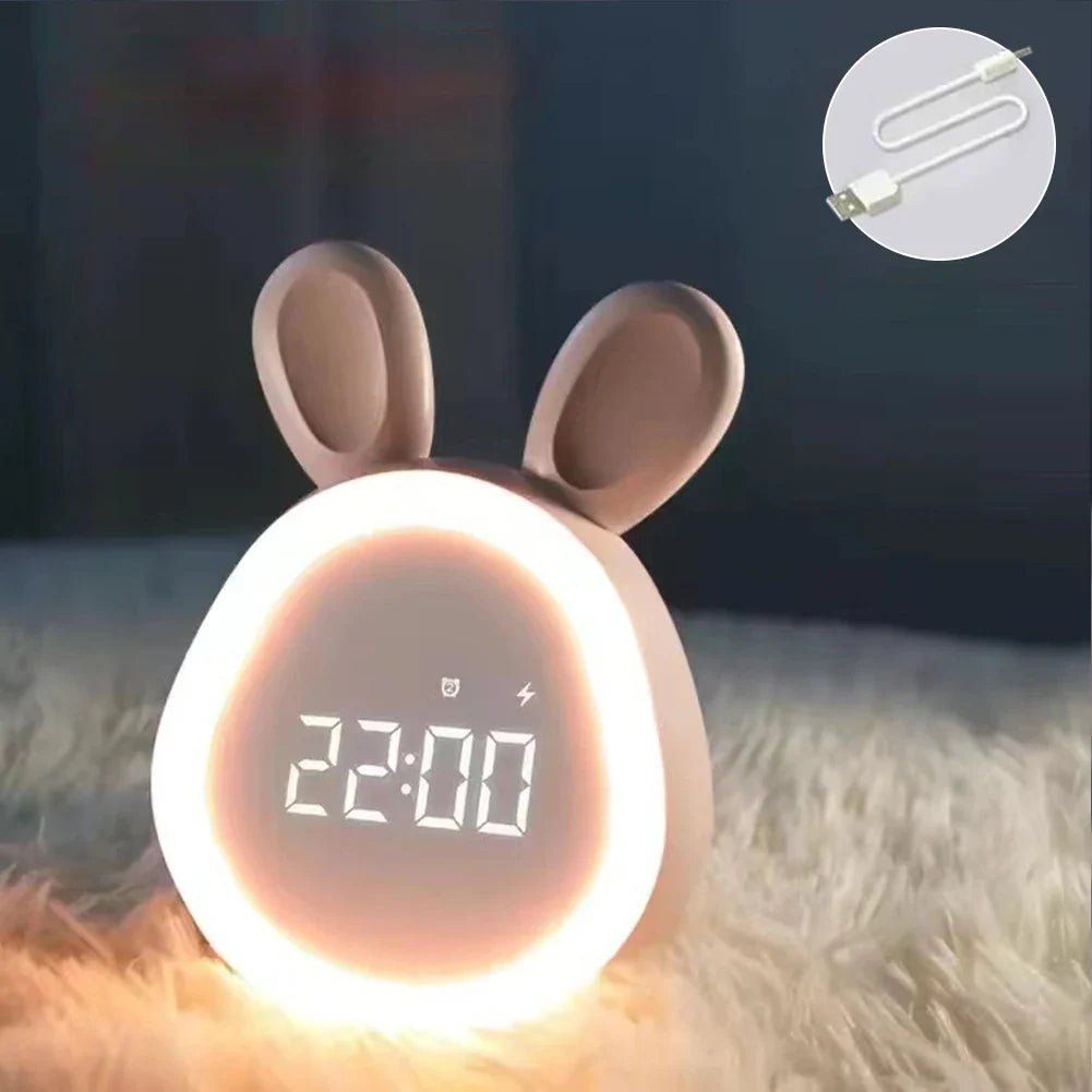 NOUVEAU RICHE Kinderwecker Hase mit LED-Nachtlicht – Wecker für Kinder mit dimmbarem Nachtlicht, Rosa oder Weiss – BunniGlow Rosa