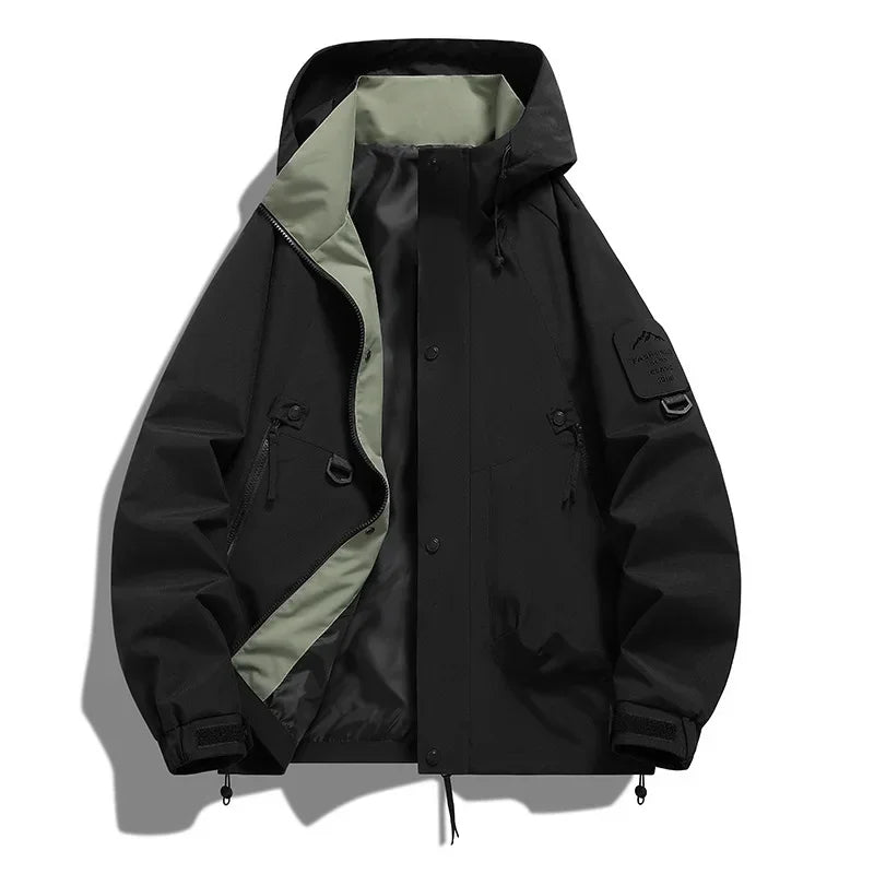NOUVEAU RICHE Unisex Kapuze Skijacke Langarm Funktion Stil Abenteuer Schwarz