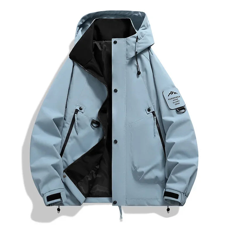 NOUVEAU RICHE Unisex Kapuze Skijacke Langarm Funktion Stil Abenteuer Blau