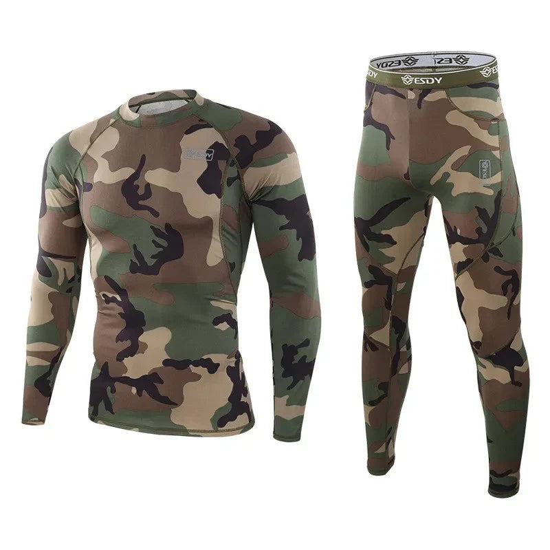 NOUVEAU RICHE Herren Tarnmuster Thermounterwäsche Fleece-Set Tarnmuster
