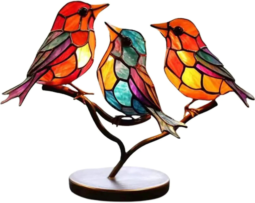 NOUVEAU RICHE Bunte Vögel auf Ast Dekoskulptur – Handgefertigte Vogel Dekofiguren für Regal & Fensterbank, 5 Varianten – ColorBirds Zuversicht