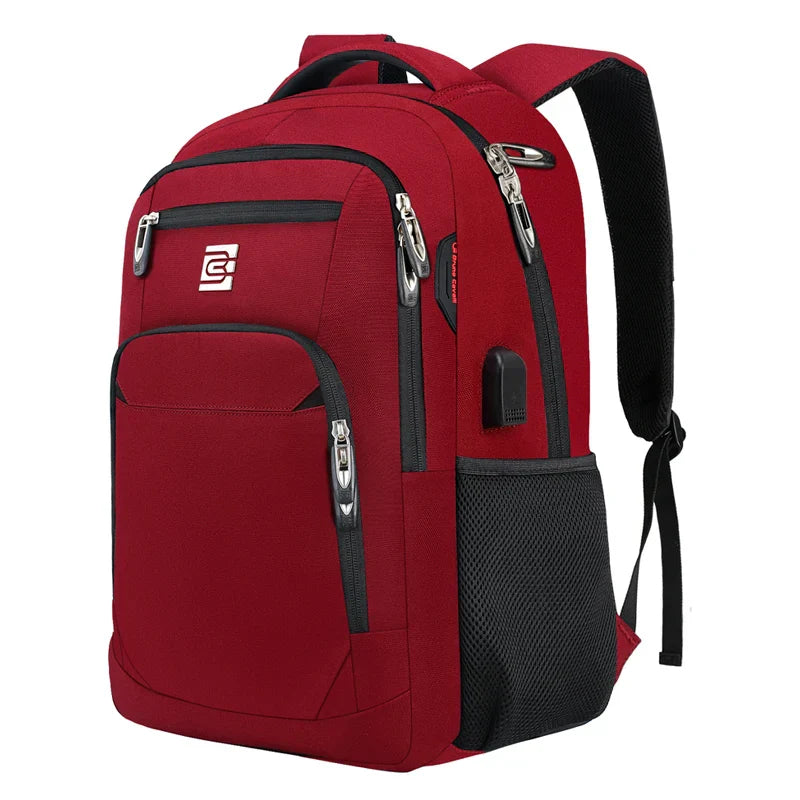 NOUVEAU RICHE Laptop Rucksack Schlank Mit USB Port Und Stil Praktisch Rot