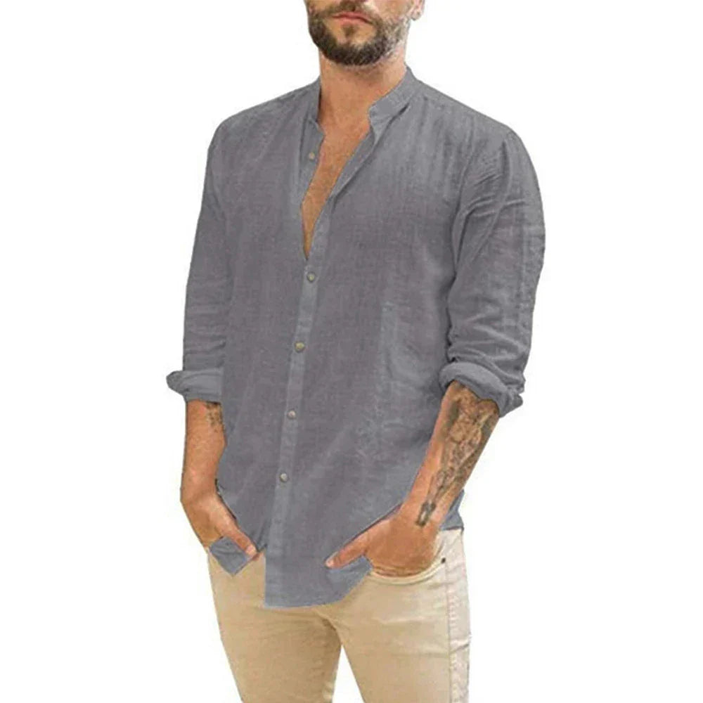 NOUVEAU RICHE Elegantes Herren Leinenhemd - ideal für warme Tage Grau