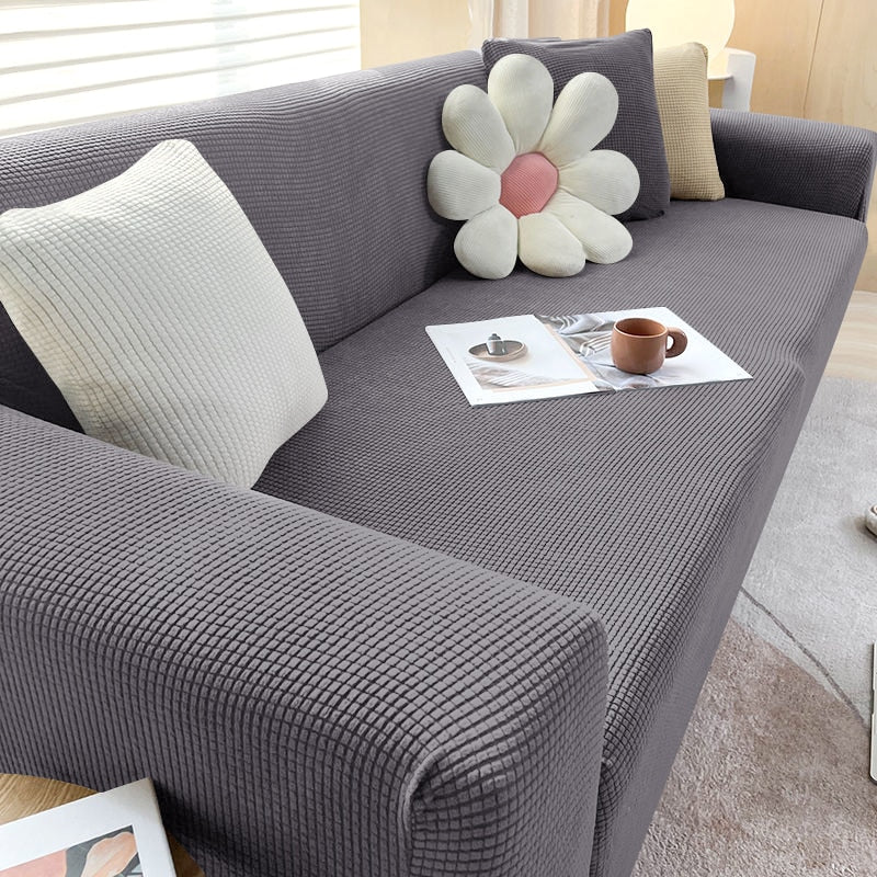NOUVEAU RICHE Sofahusse Dehnbare Mikrofaser Grau Passform Schutz Dunkelgrau