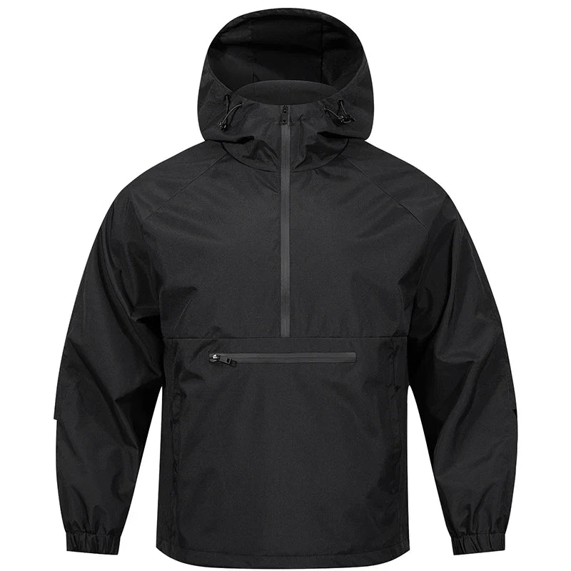 NOUVEAU RICHE Herren Regenjacke – Wasserdichte Jacke mit Kapuze und Alltagstauglichem Design Schwarz