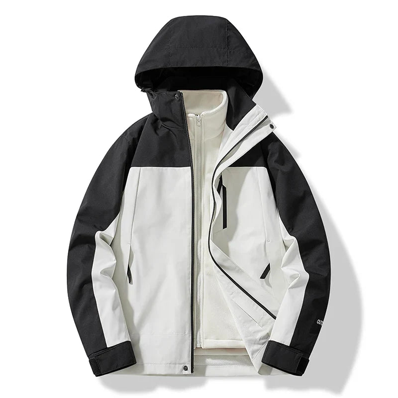 NOUVEAU RICHE Herren Und Damen Skijacke Zweifarbige Optik Mit Kapuze Schwarz Weiß