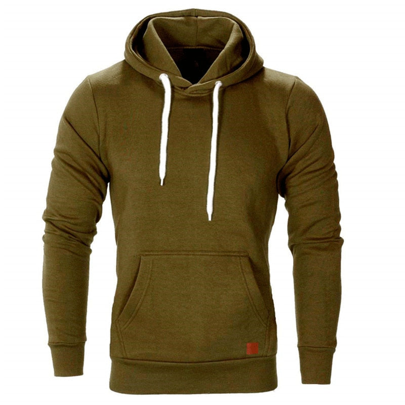 NOUVEAU RICHE Ranches | Legerer Hoodie für Herren - Mit Känguru-Tasche und weißem Kordelzug Armeegrün