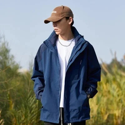 NOUVEAU RICHE Gorpcore Abenteuerjacke Winddicht Wasserdicht Denim Blau