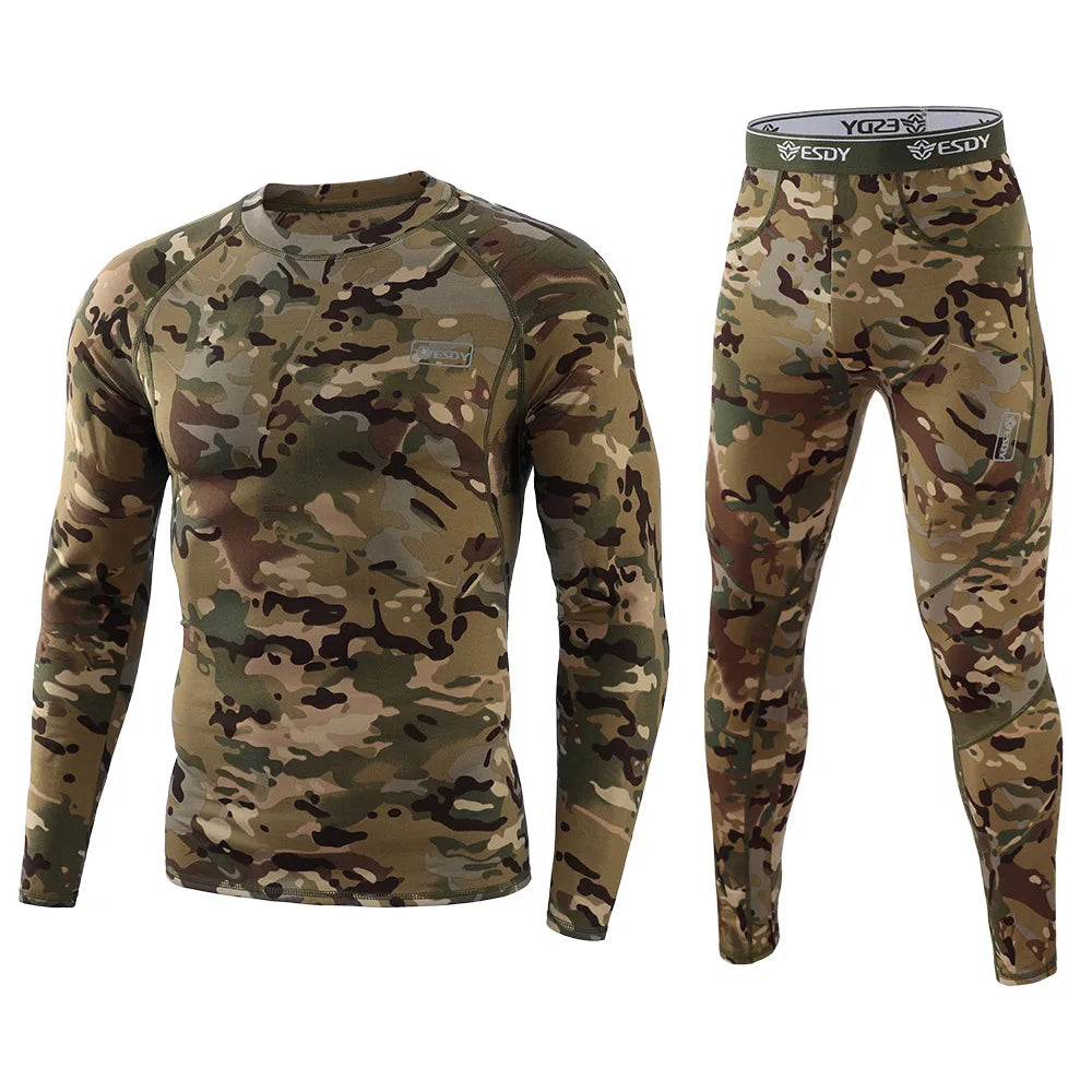 NOUVEAU RICHE Herren Tarnmuster Thermounterwäsche Fleece-Set Tarnmuster 4