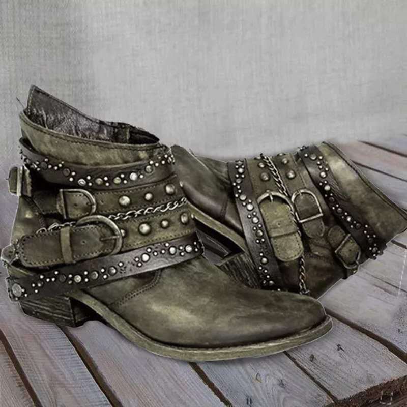 NOUVEAU RICHE Vintage Stiefel Bequem Schmerzfrei Für Bessere Haltung Grün