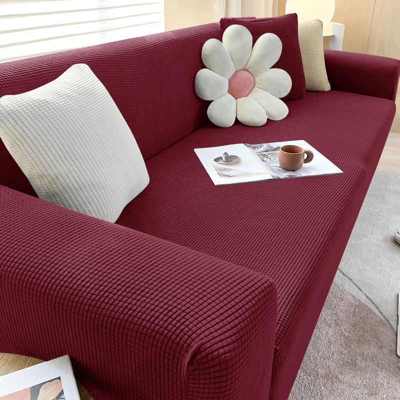NOUVEAU RICHE Sofahusse Dehnbare Mikrofaser Grau Passform Schutz Bordeaux