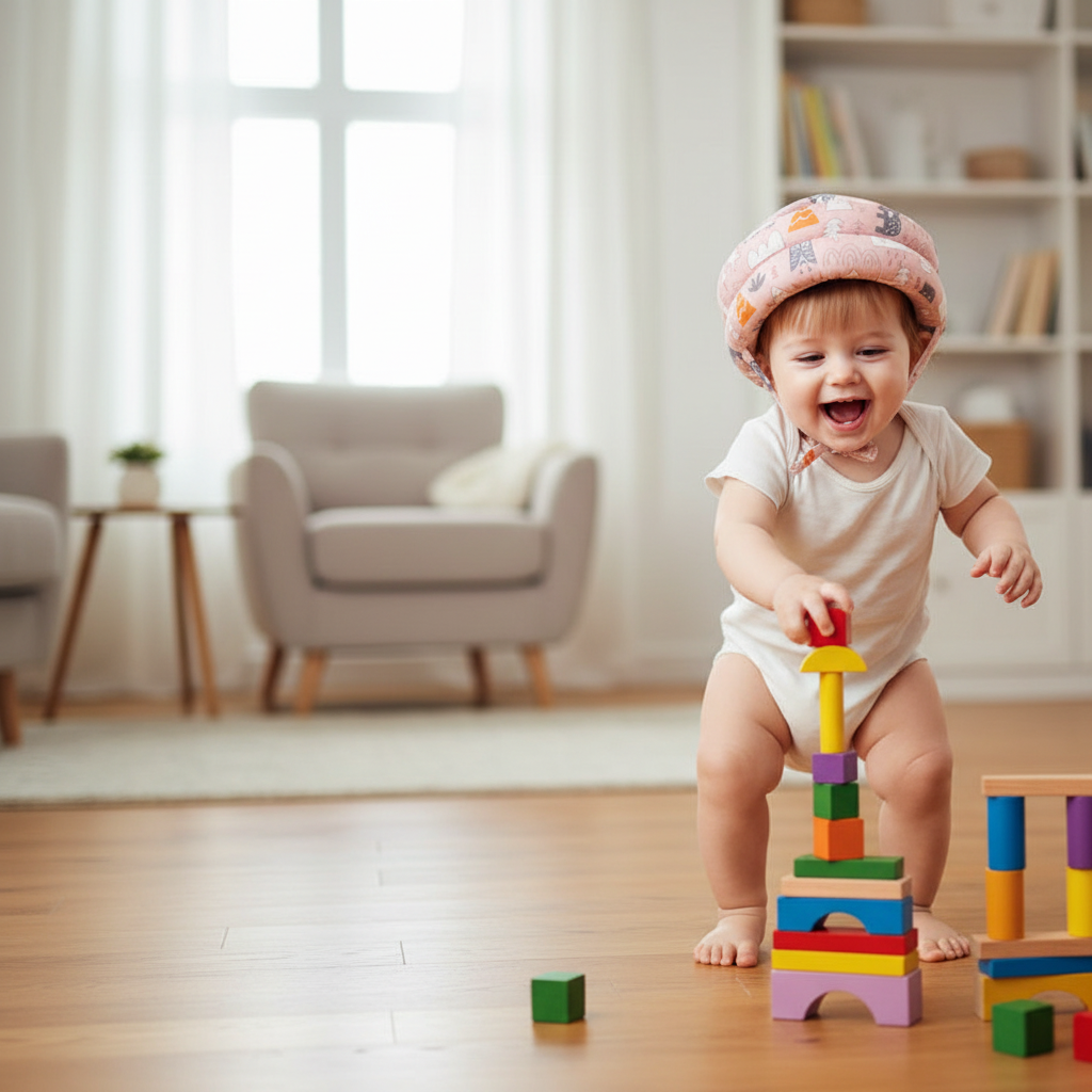 NOUVEAU RICHE Baby-Sicherheitshelm zum Krabbeln & Laufen - Atmungsaktive Mesh-Kopfschutzkappe