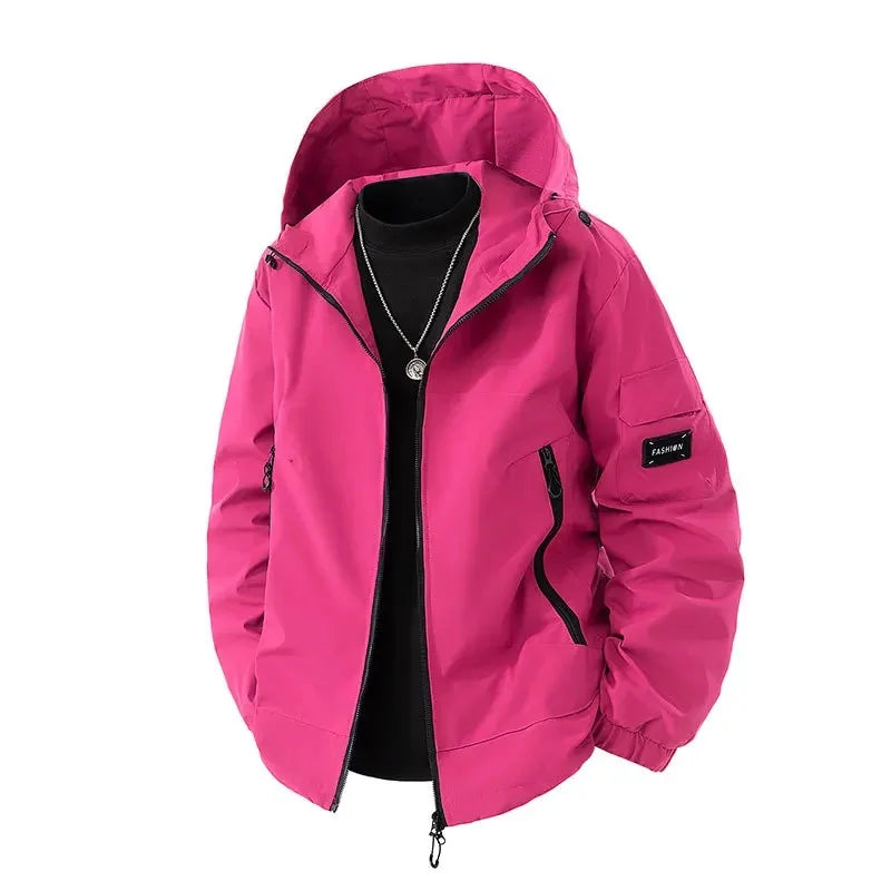 NOUVEAU RICHE Herren Winter Skijacke Mit Kapuze Lockere Passform Funktion Rosa