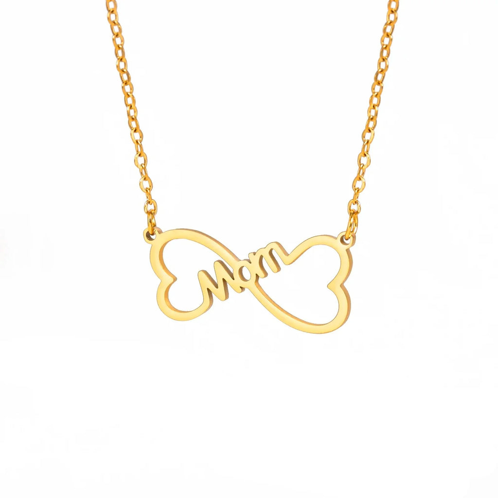NOUVEAU RICHE Amore | Mama Buchstaben-Anhänger-Halskette für Damen Infinity Mom – Gold 45-50cm