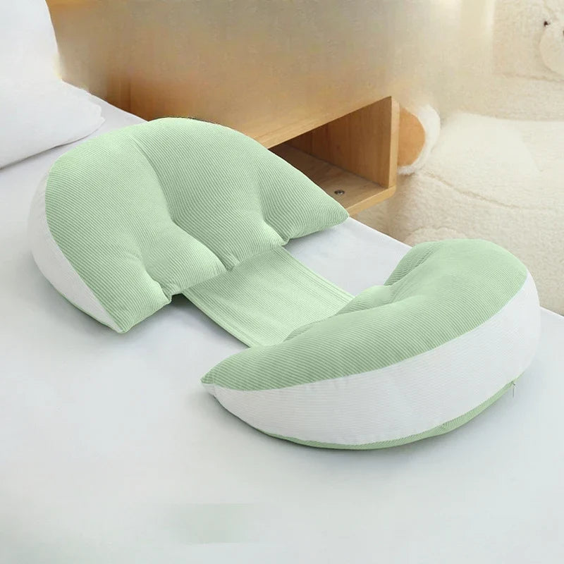 U-Shaped Pregnancy Pillow for Side Sleepers - Ergonomic Full-Body Nursing and Support Pillow for Belly Support, Waist and Back Pain Relief