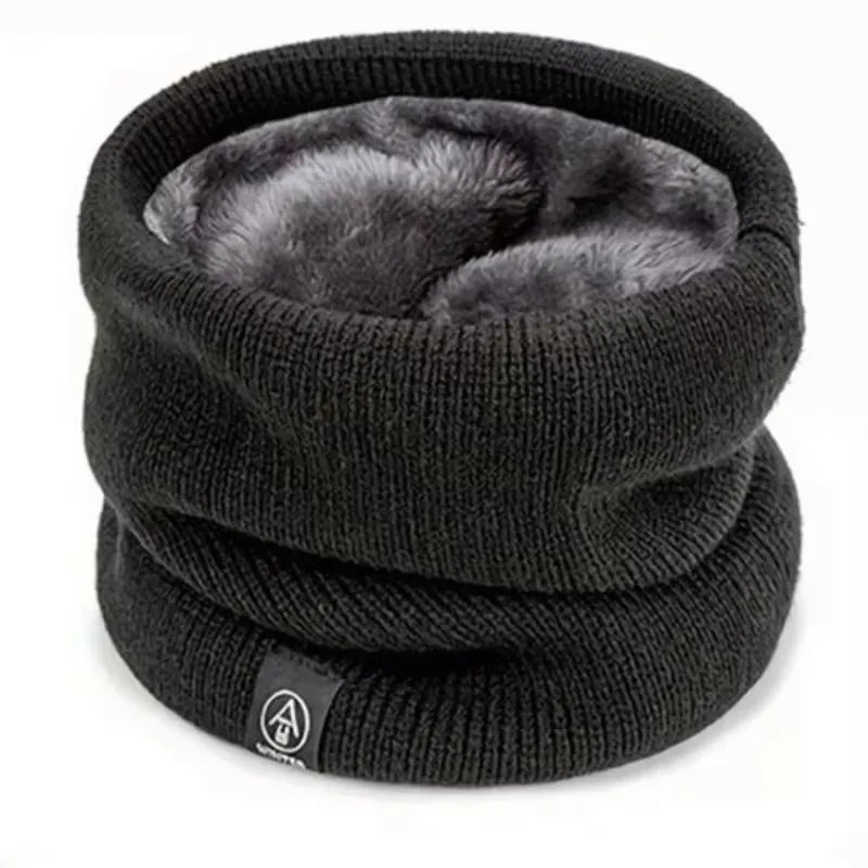 NOUVEAU RICHE Gestrickter Nackenwärmer Sportschal für Damen & Herren – Dicker Thermo-Winter-Schlauchschal & Gesichtsschutz für Laufen, Skifahren, Wandern & Kälte Schwarz