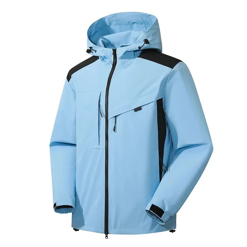 NOUVEAU RICHE Herren Skijacke Mit Kapuze Lässig Winter Sportlich Himmelblau