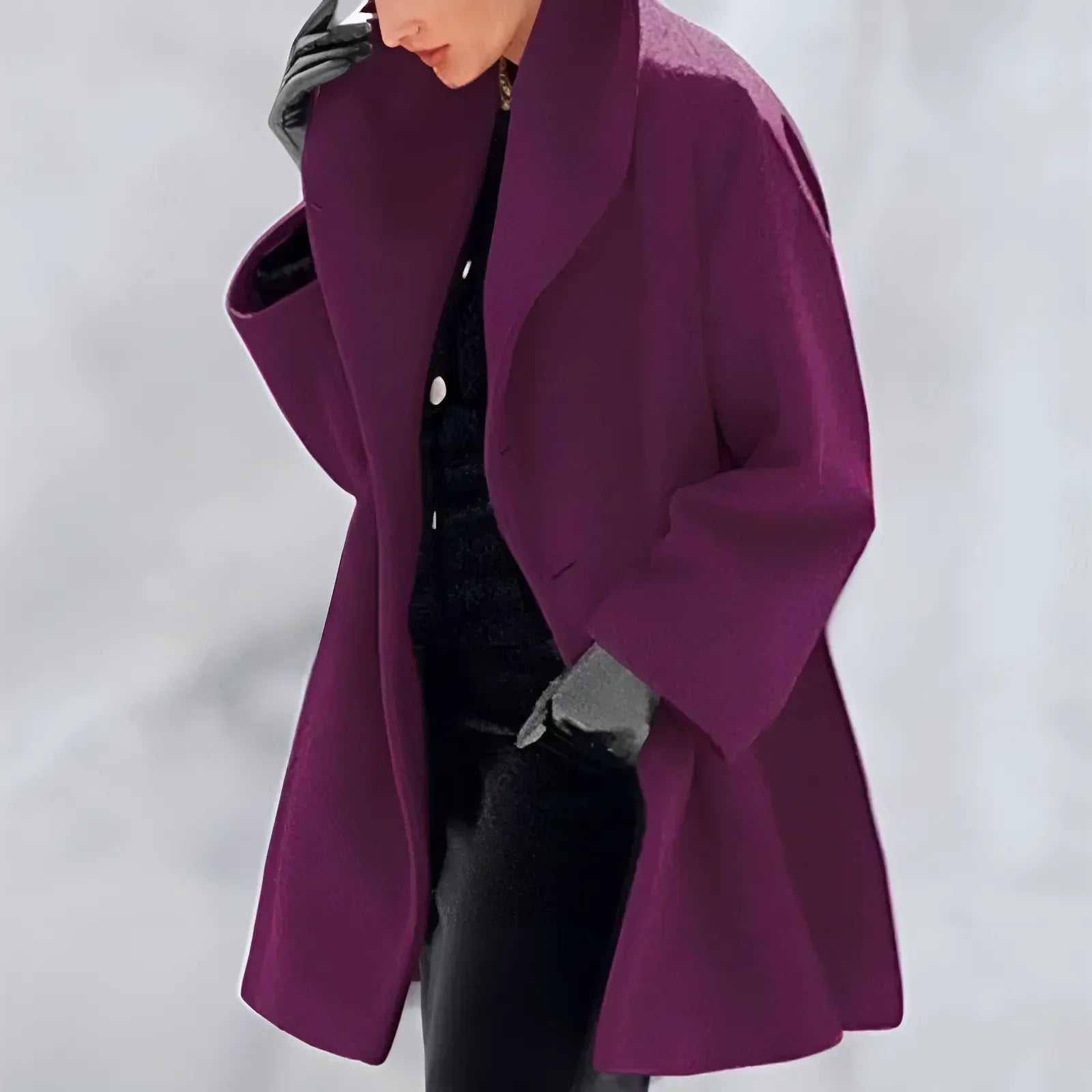 NOUVEAU RICHE Trench Mantel Damen Warm Gefüttert Winter Stilvoll Komfort Voilett