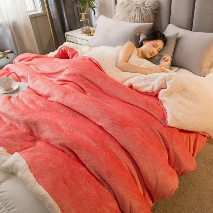 NOUVEAU RICHE Doppelseitige Flanell & Fleece Kuscheldecke – Weiche warme Decke für Bett und Sofa, 12 Farben, 5 Grössen Sonnenuntergang