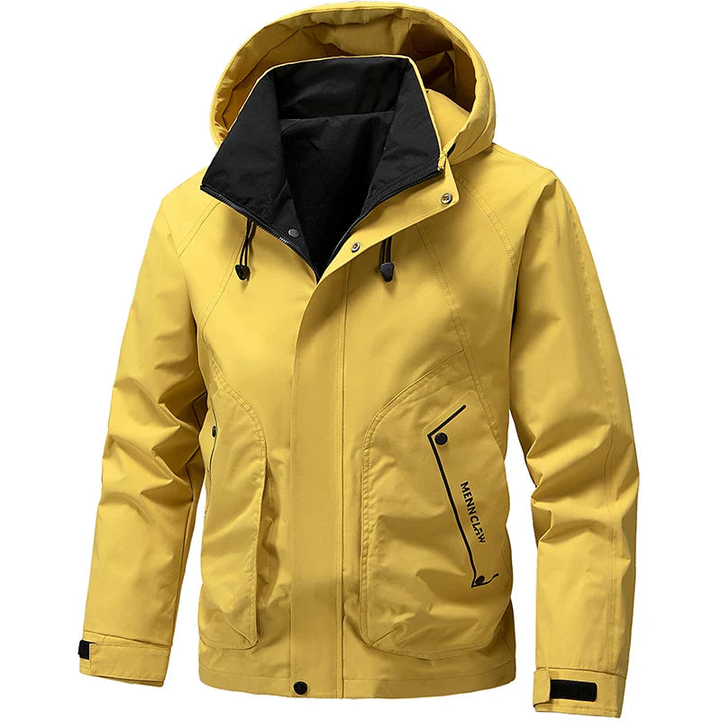 NOUVEAU RICHE Herren Kapuze Skijacke Mit Reißverschluss Sportlicher Look Gelb 3