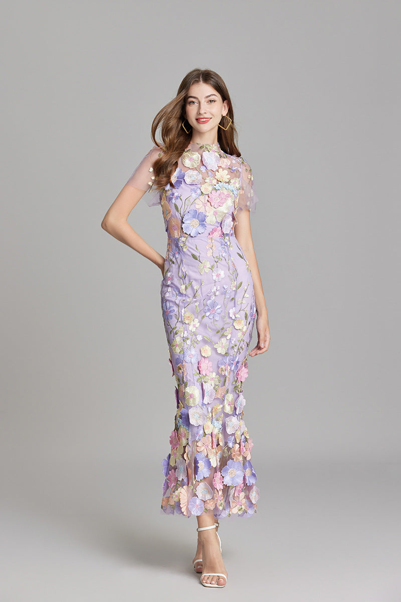 NOUVEAU RICHE Damen Elegantes Ärmelloses Besticktes Damenkleid Maxi