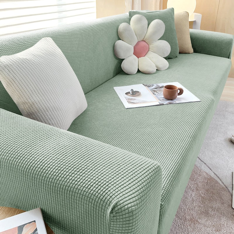 NOUVEAU RICHE Sofahusse Dehnbare Mikrofaser Grau Passform Schutz Grün