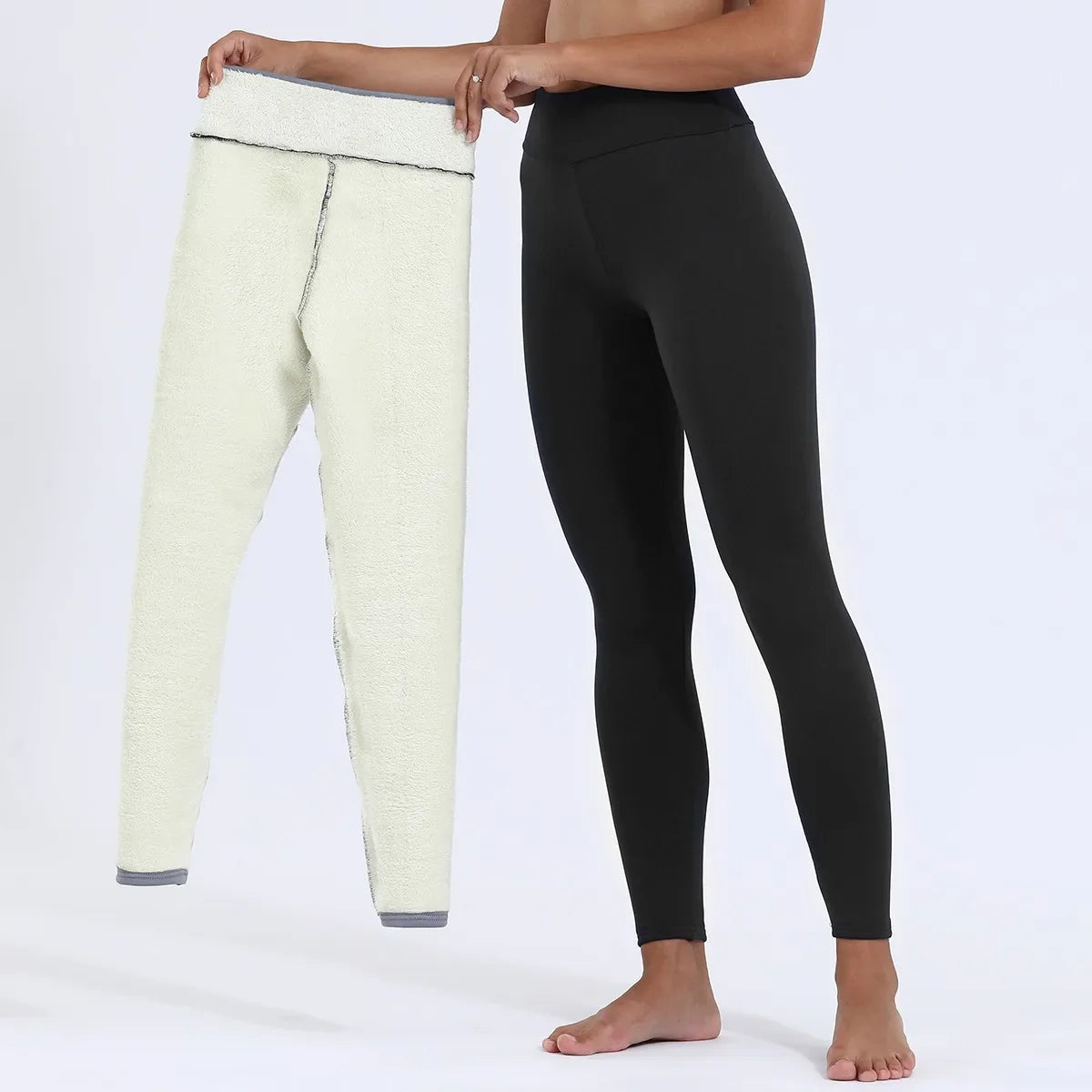 NOUVEAU RICHE Damen Fleecegefütterte Thermoleggings Hohe Taille Winterbekleidung
