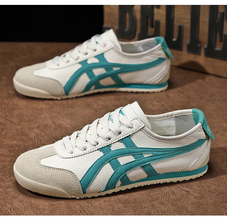 NOUVEAU RICHE Damen und Herren Geometrische Sommer-Sneakers Gummisohle Graugrün