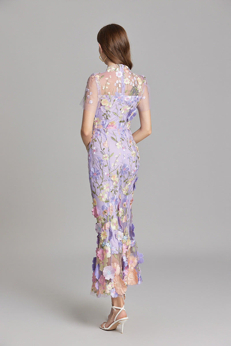 NOUVEAU RICHE Damen Elegantes Ärmelloses Besticktes Damenkleid Maxi